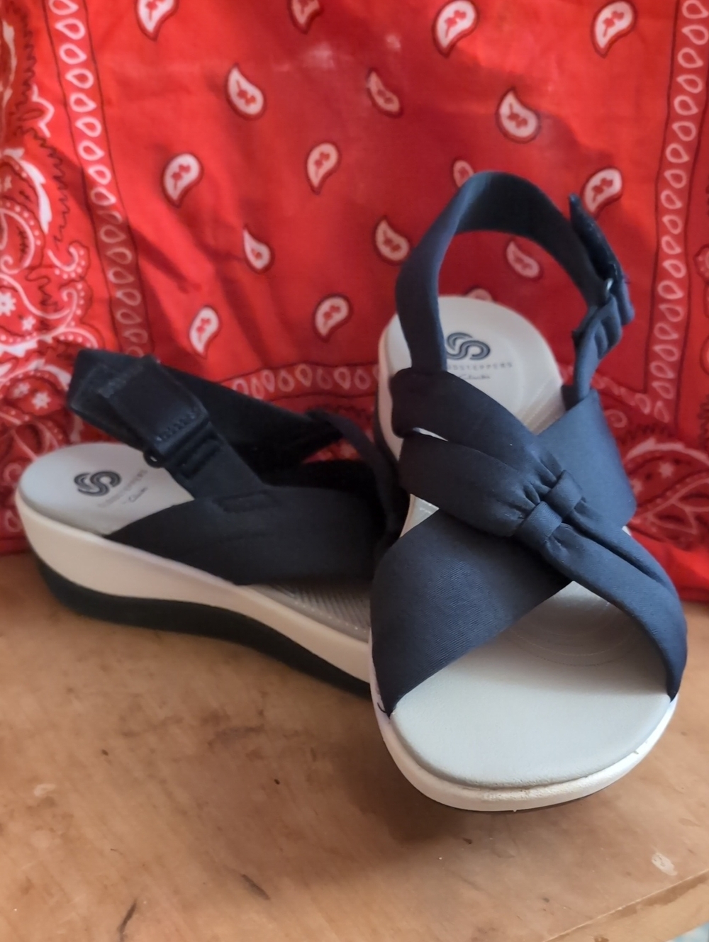 Cloudsteppers by Clarks Black Knotted Cross-Strap Platform Sandals